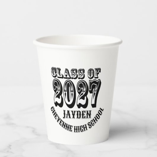 Western-Abschlussklasse 2027 Pappbecher (Vorderseite)