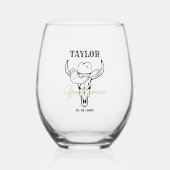 Western Alte Grenze Cowboy Personalisierte Trauzeu Weinglas Ohne Stiel (Vorderseite)