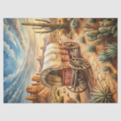 Western alter Holzkarren in der Prärie Wildwest Seidenpapier (Vorderseite)