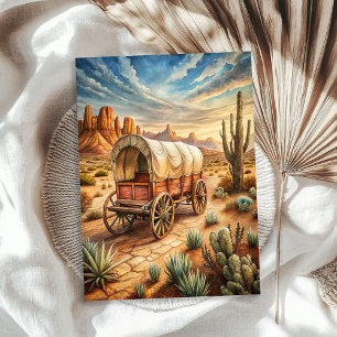 Western alter Holzkarren in der Prärie Wildwest Seidenpapier