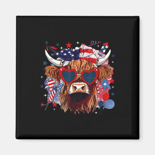 Western America Kuh glücklich 4. Juli Kuh Lover Magnet (Vorne)