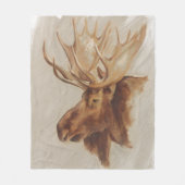 Western American Animal Study | Elche Portrait Fleecedecke (Vorderseite)