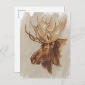 Western American Animal Study | Elche Portrait Postkarte (Vorne/Hinten)