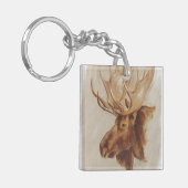 Western American Animal Study | Elche Portrait Schlüsselanhänger (Vorderseite links)