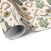Western Americana Laughing Cowboy Skull und Cactus Geschenkpapier (Rolleneckpunkt)