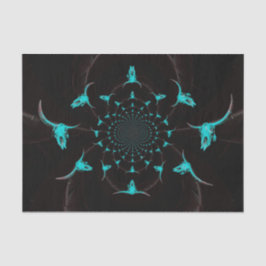 Western Aquamarin Blue Black Rustica Landkuh Skull Seidenpapier