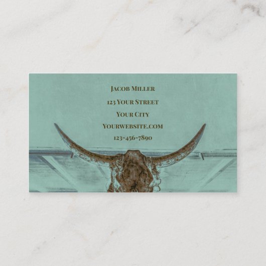 Western Aquamariner Brauner Bullkuhschädel Visitenkarte (Rückseite)