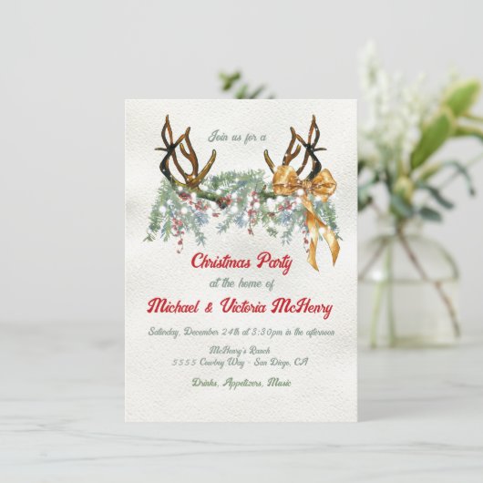 Western Aquarell Weihnachten Party Einladung (Stehend Vorderseite)