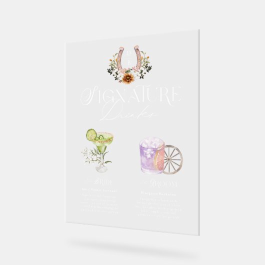 Western Aquarellbraun und Unterschrift Getränke Acrylschild (Winkel)