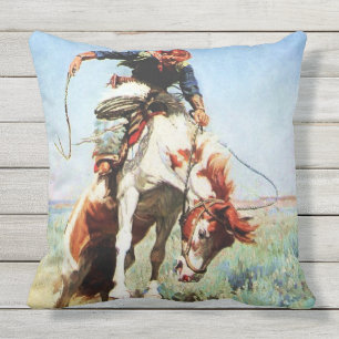 Western Art „Bronco Rider“ von W Herbert Dunton Kissen