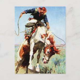Western Art „Bronco Rider“ von W Herbert Dunton Postkarte