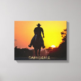 Western Art, Cowboy Sunset, Leinwanddruck