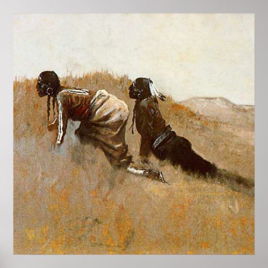 Western Art "Indian Scouts Watching Custer" Poster (Vorne)