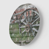 Western-Art Rustikale Wagenradhalle Große Wanduhr (Winkel)