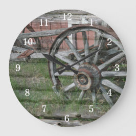 Western-Art Rustikale Wagenradhalle Große Wanduhr