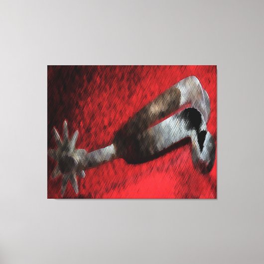 Western Art Silver Spur auf roter Leinwand (Vorderseite)