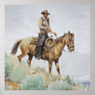 Western Art von Edward Borein: Berittener Reiter Poster