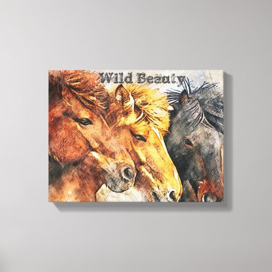 Western Art Wild Pferde Leinwanddruck (Vorderseite)