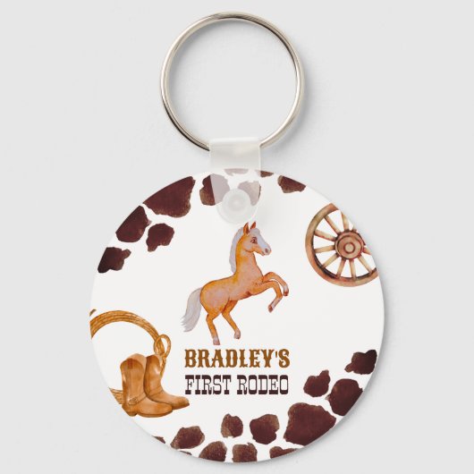 Western auf der ersten Rutsche auf dem Pferd Gebur Schlüsselanhänger (Rückseite)