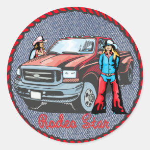 Western Aufkleber Cowgirl Rodestar Auf Denim druck