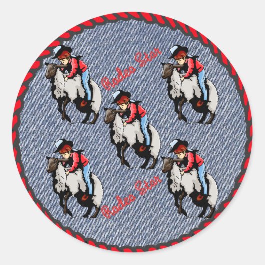 Western Aufkleber Mutton Busters auf Denim Print (Vorderseite)