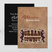 Western aus geschliffenem Leder Urban Cowboy Einladung (Vorne/Hinten)