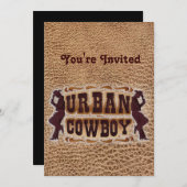 Western aus geschliffenem Leder Urban Cowboy Einladung (Vorne/Hinten)