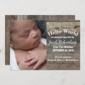 Western aus Stallholz Land Baby Geburtserklärung a Ankündigung (Vorne/Hinten)