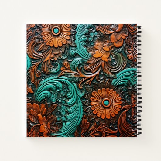 Western aus türkisfarbenem Glattleder Notizblock (Rückseite)