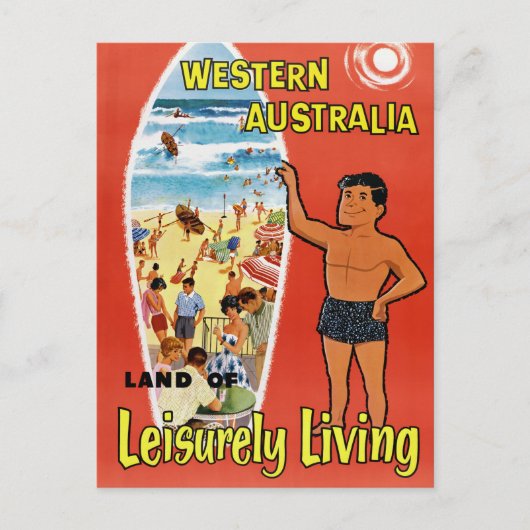 Western Australia Das Vintage Travel Poster Postkarte (Vorderseite)