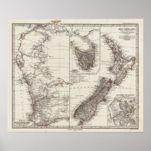 Western Australien Tasmanien und Neuseeland Poster (Vorne)