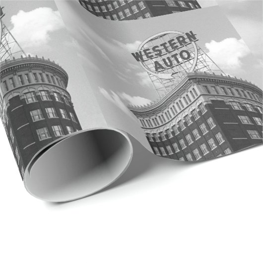 Western Auto Gebäude mit halbem Zylinder Geschenkpapier (Rolleneckpunkt)