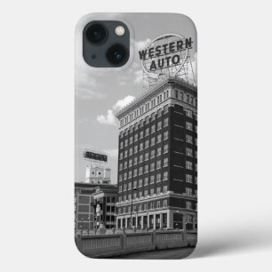 Western-Auto-halbes Zylinder-Gebäude iPhone 13 Hülle