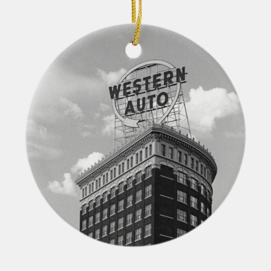 Western-Auto-halbes Zylinder-Gebäude Keramik Ornament (Vorne)