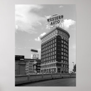 Western Auto Signieren Schwarz & Weiß Architektur Poster