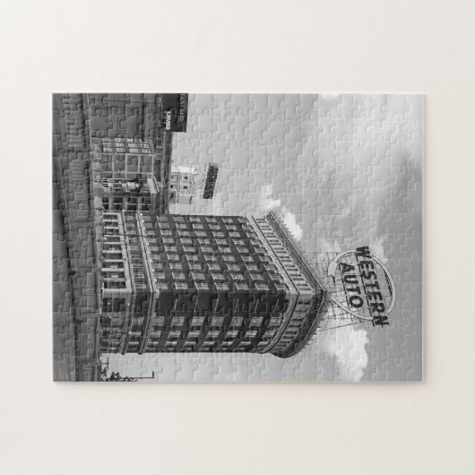 Western Auto Signieren Schwarz & Weiß Architektur Puzzle (Horizontal)