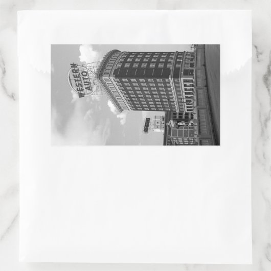 Western Auto Signieren Schwarz & Weiß Architektur Rechteckiger Aufkleber (Tasche)