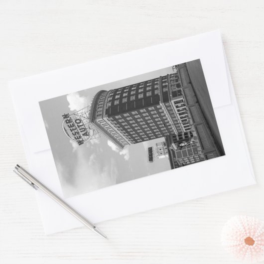 Western Auto Signieren Schwarz & Weiß Architektur Rechteckiger Aufkleber (Umschlag)