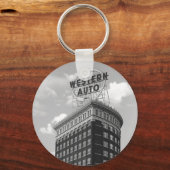 Western Auto Signieren Schwarz & Weiß Architektur  Schlüsselanhänger (Vorderseite)