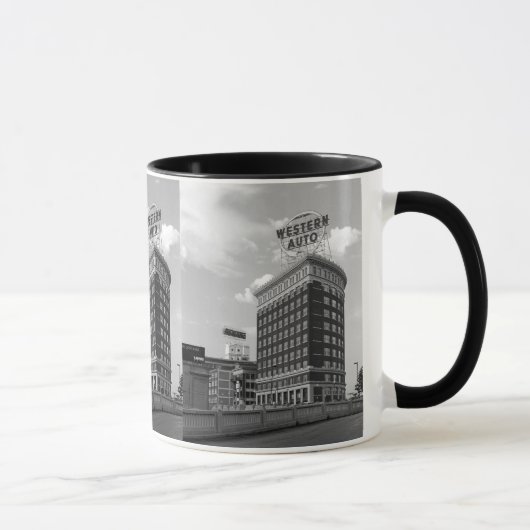 Western Auto Signieren Schwarz & Weiß Architektur  Tasse (Rechts)