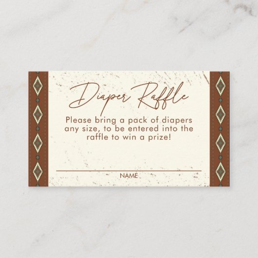 Western Aztec Rustic Boho Diaper Raffekarte Begleitkarte (Vorderseite)