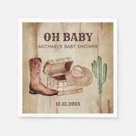 Western Baby Boy Cowboy Hat Cactus Celebration Serviette