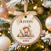 Western Baby Boy Erste Weihnachten Keramik Ornament