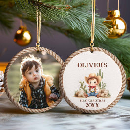 Western Baby Boy Erstes Foto Ornament