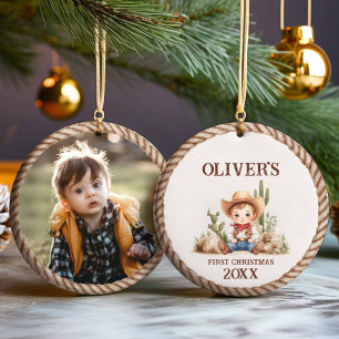 Western Baby Boy Erstes Foto Ornament