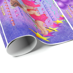Western Baby Cowgirl auf Stick Pferd Geschenkwrap Geschenkpapier