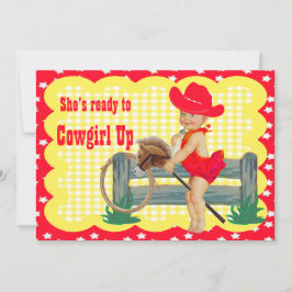 Western Baby Cowgirl auf Stick Pferd Party laden Einladung