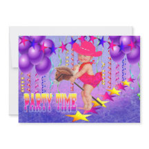 Western Baby Cowgirl auf Stick Pferd Party laden