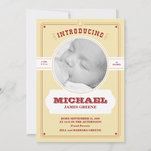 Western Baby Foto Ankündigung (Vorderseite)