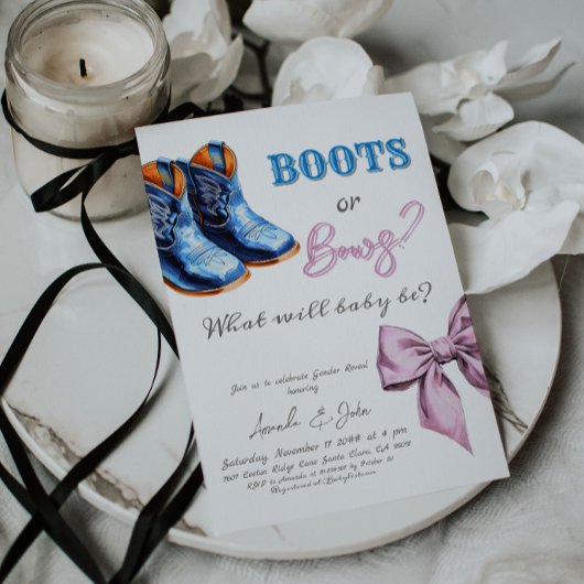Western Baby Jean Boots oder Bows Gender Reveal Einladung